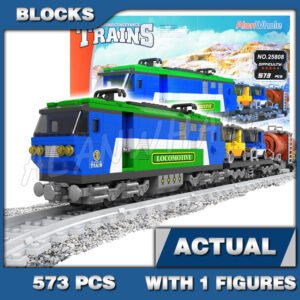 Custom Train MOC Trains Locomotive Car Carriage Light Oil Rail 25808 Building Kit