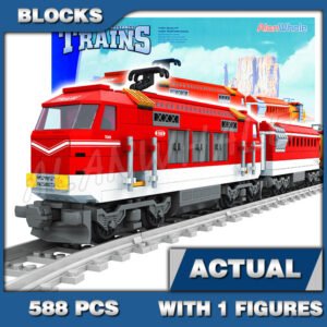 Custom Train MOC Trains Locomotive Railway Engine Light Oil Rail 25807 Building Kit