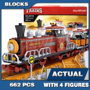 Custom Train MOC Western Chase Steam Locomotive Passengers 25710 Building Kit