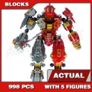 Custom Ninja MOC Fire Stone Mech 11555 Building Kit